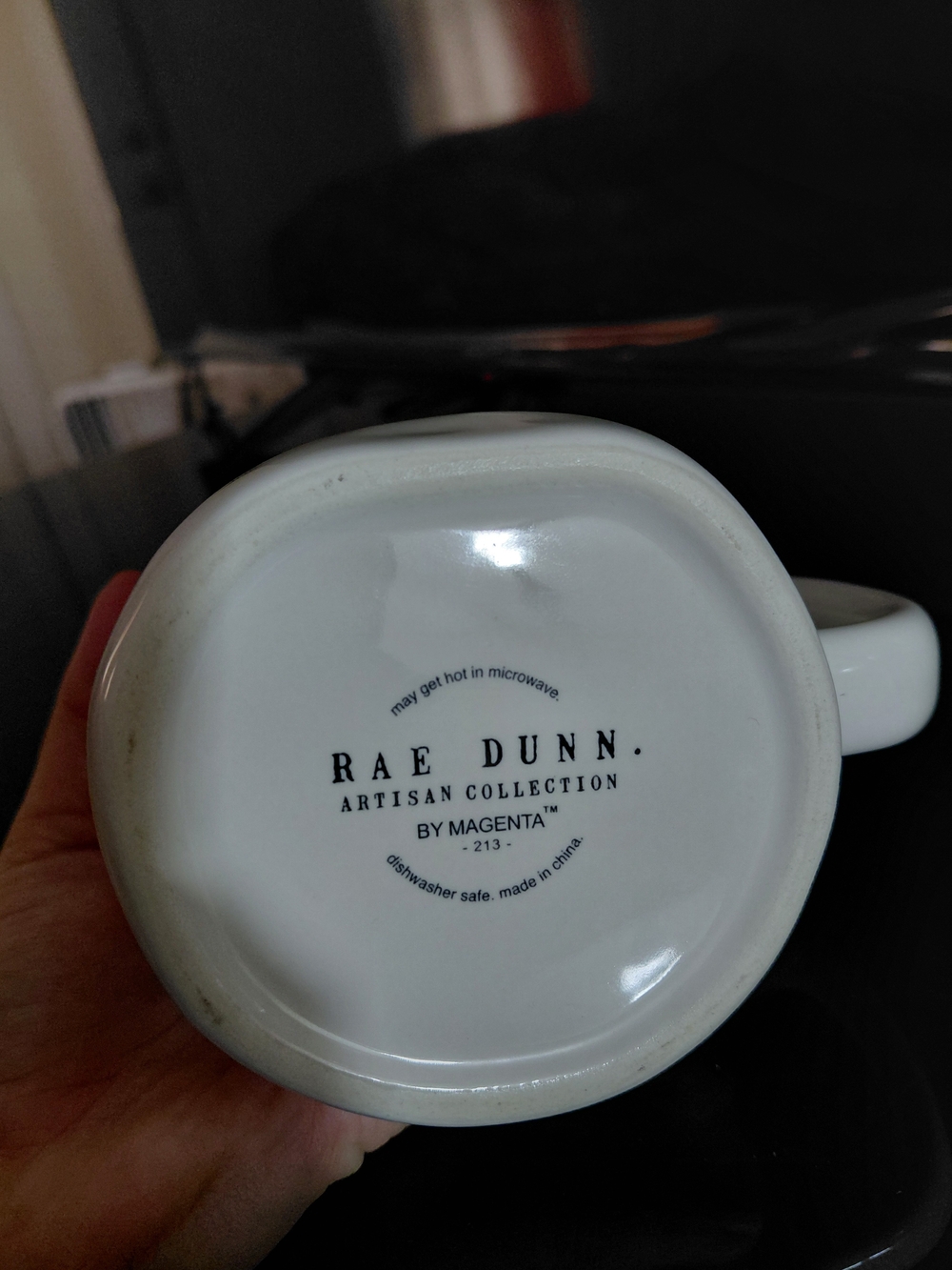 Rae Dunn White Ceramic Mug with Black Stamp